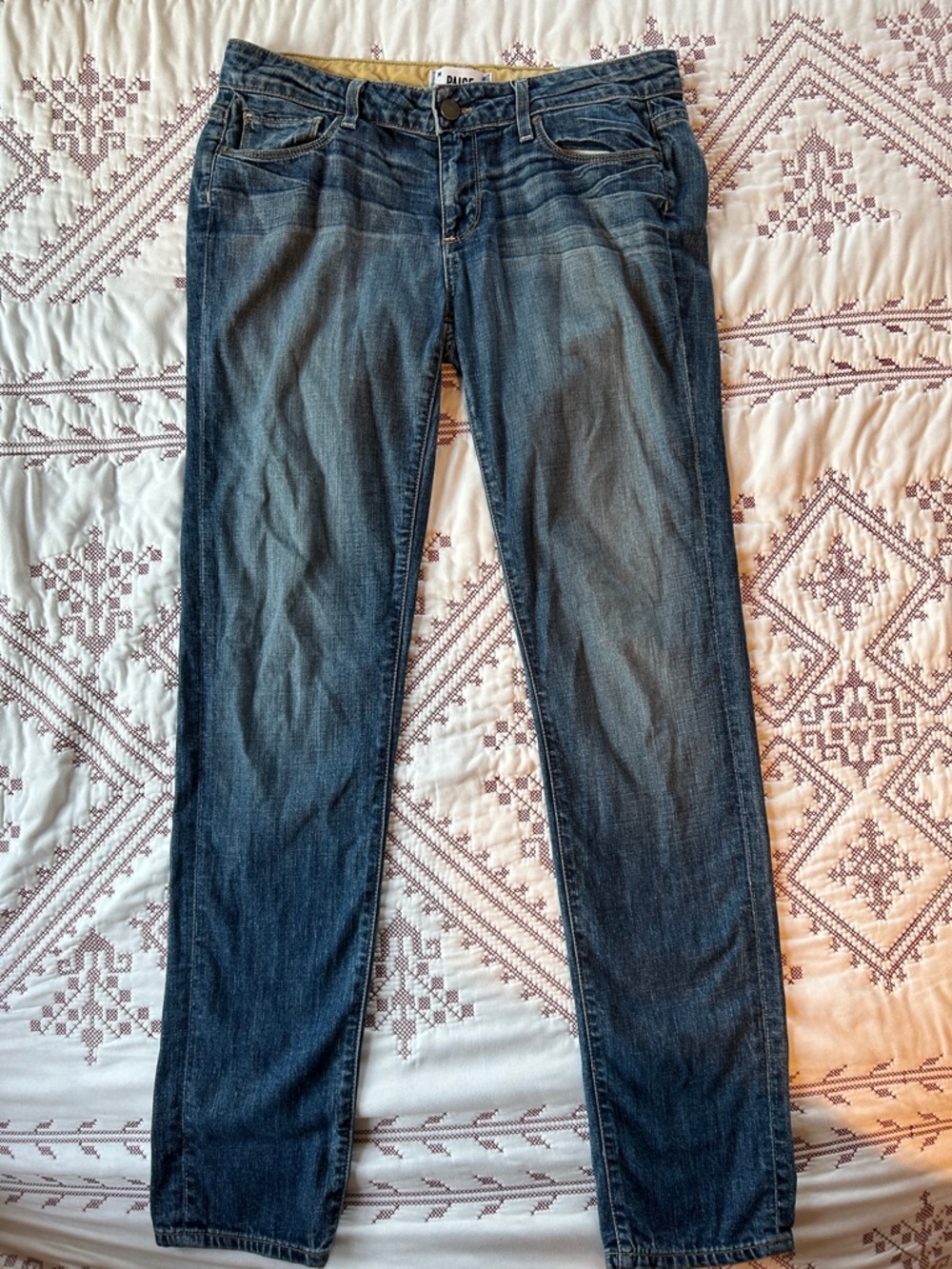 PAIGE Women's Straight Leg Jeans in Blue Wash